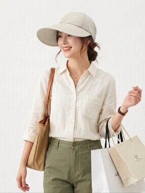 Popular New White Visor Hat with Wide Brim